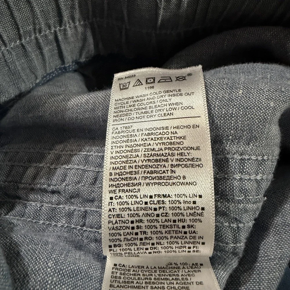 Athleta Cabo Linen Joggers Blue Chambray Women's Size‎ 4 Drawstring Zip Pockets - Picture 5 of 10